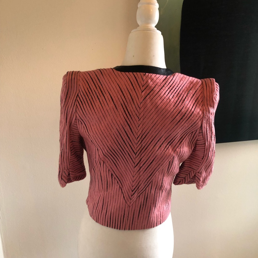 Stella & Jamie pink Silk cap sleeve blazer Sz S - Picture 2 of 7